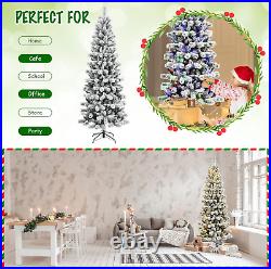7.5ft Snow Flocked Artificial Christmas Tree, Pre-lit Pine Tree with 9 Lighting Mo