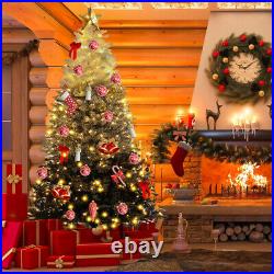 7.5ft Snow Flocked Christmas Tree 840 Tips With360 LED Light & Stand Holiday Decor