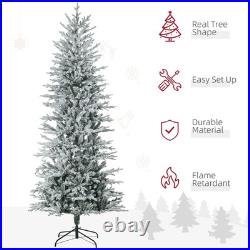 7.5ft Snow Flocked Pre-Lit Christmas Tree Warm Yellow Light Auto Open Extra Bulb
