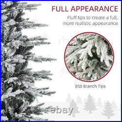 7.5ft Snow Flocked Pre-Lit Christmas Tree Warm Yellow Light Auto Open Extra Bulb