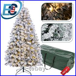 7.5ft Snow Flocked Pre-lit Artificial Christmas Tree with 500 Warm White Lights