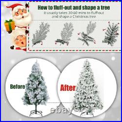 7.5ft Snow Flocked Pre-lit Artificial Christmas Tree with 500 Warm White Lights
