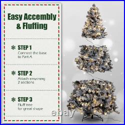 7.5ft Snow Flocked Pre-lit Artificial Christmas Tree with 500 Warm White Lights