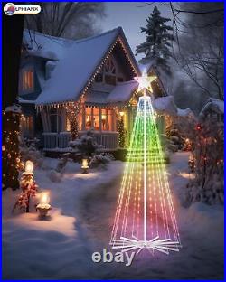 7.87Ft Outdoor Lighted Christmas Tree, 355 LEDs, Color Changing with App & Re