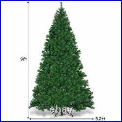 7 9Ft Pre-Lit PVC Artificial Christmas Tree Hinged with700 LED Lights &Stand Green
