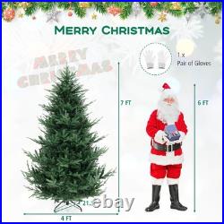 7' Artificial Xmas Tree with 1090 PVC PE Branch Tips 340 Warm White LED Lights