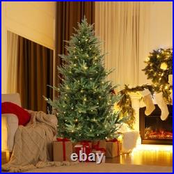 7' Artificial Xmas Tree with 1090 PVC PE Branch Tips 340 Warm White LED Lights