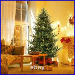 7' Artificial Xmas Tree with 1090 PVC PE Branch Tips 340 Warm White LED Lights