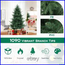 7' Artificial Xmas Tree with 1090 PVC PE Branch Tips 340 Warm White LED Lights