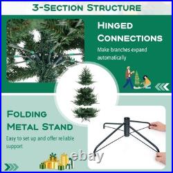 7' Artificial Xmas Tree with 1090 PVC PE Branch Tips 340 Warm White LED Lights
