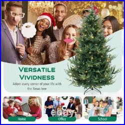 7' Artificial Xmas Tree with 1090 PVC PE Branch Tips 340 Warm White LED Lights