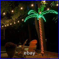 7' Deluxe Tropical Luau Palm Tree Spiral LED Rope Light Holographic Christmas