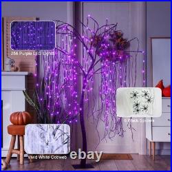7 FT Halloween Lighted Willow Tree 256 LED Purple Lights Artificial Weeping Will