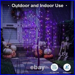 7 FT Halloween Lighted Willow Tree 256 LED Purple Lights Artificial Weeping Will