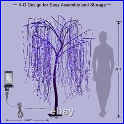 7 FT Halloween Lighted Willow Tree 256 LED Purple Lights Artificial Weeping Will