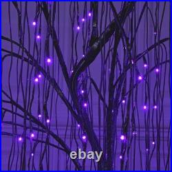 7 FT Halloween Lighted Willow Tree 256 LED Purple Lights Artificial Weeping Will