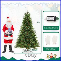 7 FT Pre-Lit Christmas Tree 3-Minute Quick Shape with Quick Power Connector Timer