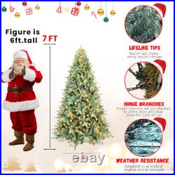 7 FT Prelit Artificial Christmas Tree with 500 light 1845 PE/PVC Branches Green