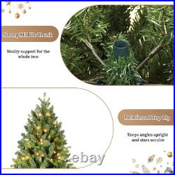 7 FT Prelit Artificial Skinny Christmas Tree with1375 PE&PVC Branch Tips 400 Light