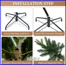 7 FT Prelit Artificial Skinny Christmas Tree with1375 PE&PVC Branch Tips 400 Light