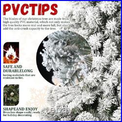 7 FT Prelit Snow Flocked Artificial Christmas Tree With 400 Warm White Light