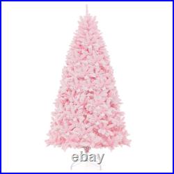 7 Feet Flocked Artificial Christmas Tree with 500 LED Lights and 1200 Branches