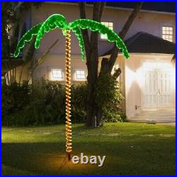 7 Ft LED Tropical Pre-lit LED Rope Light Palm Tree Decor Artificial Outdoor Tree