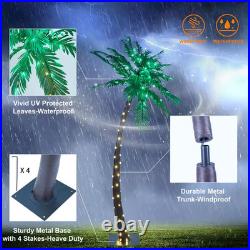 7 Ft. Pre-Lit LED Palm Artificial Christmas Tree with Green Leaves and 96 LED Li