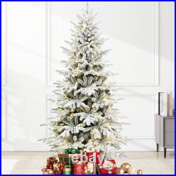 7 Ft Prelit Flocked Christmas Tree Artificial Fraser Fir &400 Multicolor Light