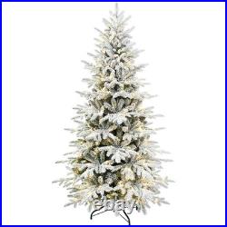 7 Ft Prelit Flocked Christmas Tree Artificial Fraser Fir &400 Multicolor Light