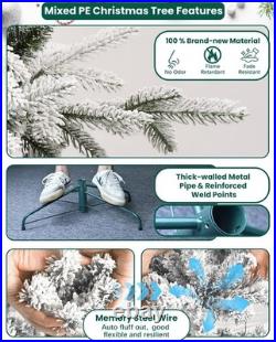 7 Ft Prelit Flocked Christmas Tree Artificial Fraser Fir &400 Multicolor Light