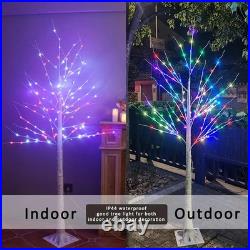 7 Ft RGB Lighted Birch Tree, 35 Colors Light up Tree with Remote, 150 LED Color