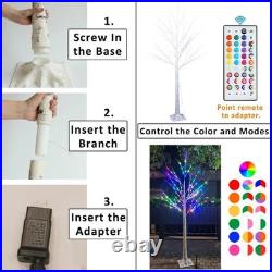 7 Ft RGB Lighted Birch Tree, 35 Colors Light up Tree with Remote, 150 LED Color