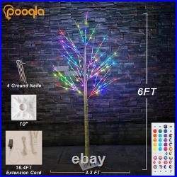 7 Ft RGB Lighted Birch Tree, 35 Colors Light up Tree with Remote, 150 LED Color