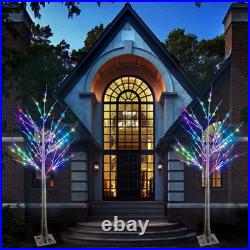 7 Ft RGB Lighted Birch Tree, 35 Colors Light up Tree with Remote, 150 LED Color