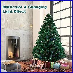 7' Pre-Lit Artificial Christmas Tree Fiber Optic with Multicolor LED Light & Stand