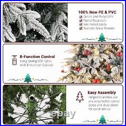 7 Pre-Lit Hinged Snow Flocked Artificial Christmas Tree LED Lights Quick Set-up 7 Pre-Lit Hinged Snow Flocked Artificial Christmas Tree LED Lights Quick Set-up