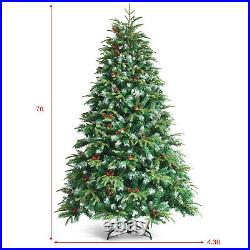 7' Pre-Lit Snowy Christmas Hinged Tree 11 Flash Modes with 450 Multi-Color Lights