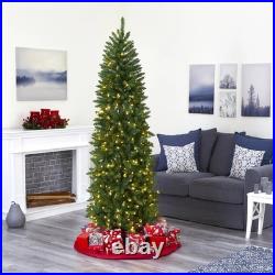 7' Slim Green Mountain Pine Artificial Christmas Tree with 300 LEDs. Retail $182