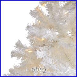 7' White Artificial Christmas Tree with Bendable Branches and Clear LED Lights