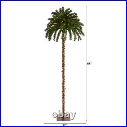 7-ft Christmas Palm Artificial Tree with 300 White Warm LED Lights