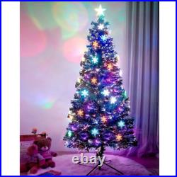 7 ft Pre-Lit Christmas Artificial Tree LED Color Changing Lights Snowflakes Xmas