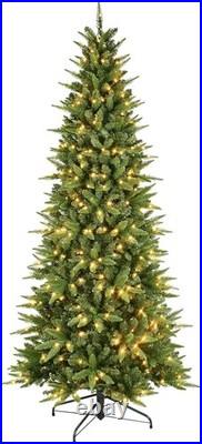 7 ft Pre-lit Slim Skinny Artificial Christmas Tree & 400 Lights For Home Office