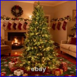 7 ft Prelit Spruce Artificial Hinged Christmas Tree with 1692 Branch Tip 450 Light