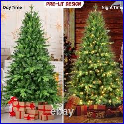 7 ft Prelit Spruce Artificial Hinged Christmas Tree with 1692 Branch Tip 450 Light