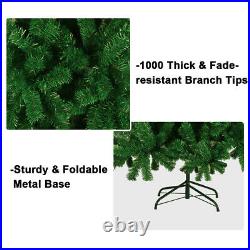 7ft 1000 tips Green Christmas Tree With 100ft LED String Lights Remote Timmer