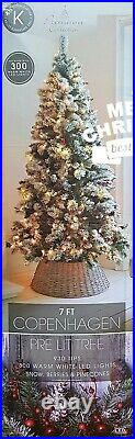 7ft Copenhagen Pre-Lighted 930 Tip Christmas Tree With Snow Berries & Pinecones