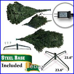 7ft Deluxe Artificial Christmas Tree w 2154 Branch Tips Hinged Unlt/ Prelit Fir