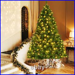 7ft Pre-Lit Artificial Hinged Christmas Tree with8 Modes LED Lights and Foot Pedal