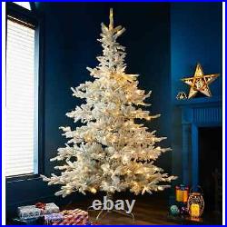 7ft Pre-Lit Frosted Nordic Spruce Christmas Tree With 250 Warm White Led Lights